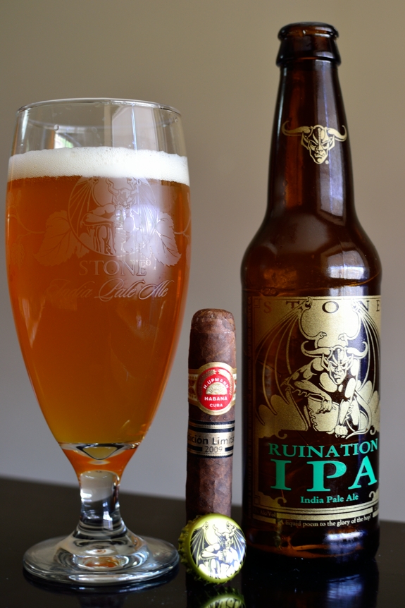H. Upmann Magnum 48 Edicion Limitada 2009 with Stone Ruination IPA
